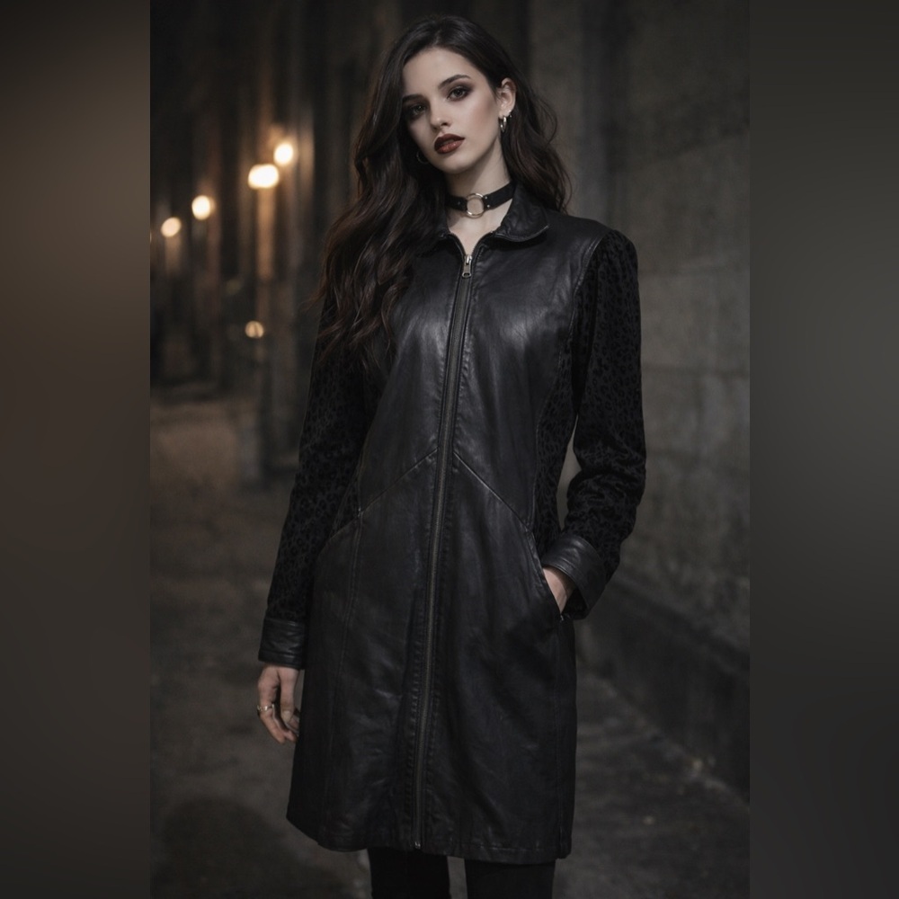 Wilsons Leather Women’s Black Thinsulate Midi Jacket Moto Biker Goth Y2K Retro